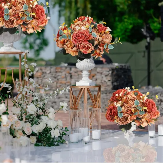 8 Packs Artificial Peony Flowers - (Dark Orange) {2}