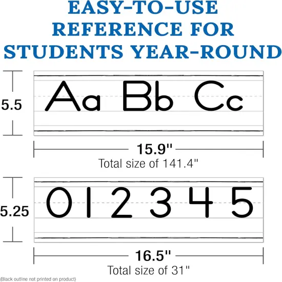 52-Piece Farmhouse Manuscript Alphabet and Number Line Bulletin Board Set {3}