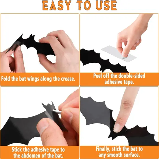 120PCS 3D Bats Halloween Decorations Wall Decor {3}