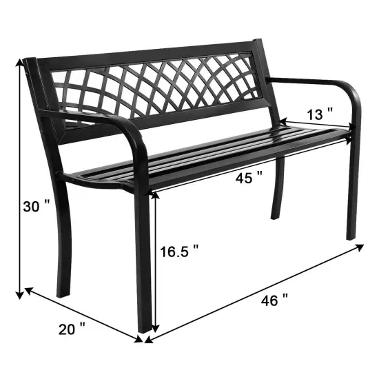 Costway Patio Park Garden Bench Porch Path Chair Outdoor Deck Steel Frame {3}