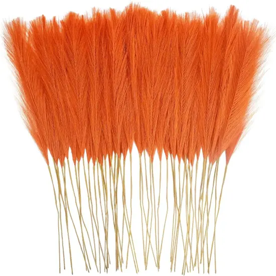 50pcs Burnt Orange Faux Pampas Fall Decor {1}