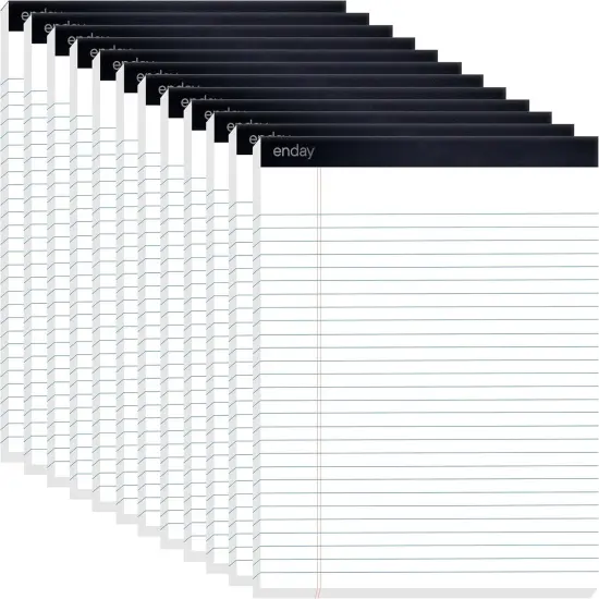 Enday Legal Pads 8.5 x 11 Inch, (12 Pack) 50 Sheets per Notepad, Note Pads, Legal Ruled Writing Pad with Perforated Pages White {1}