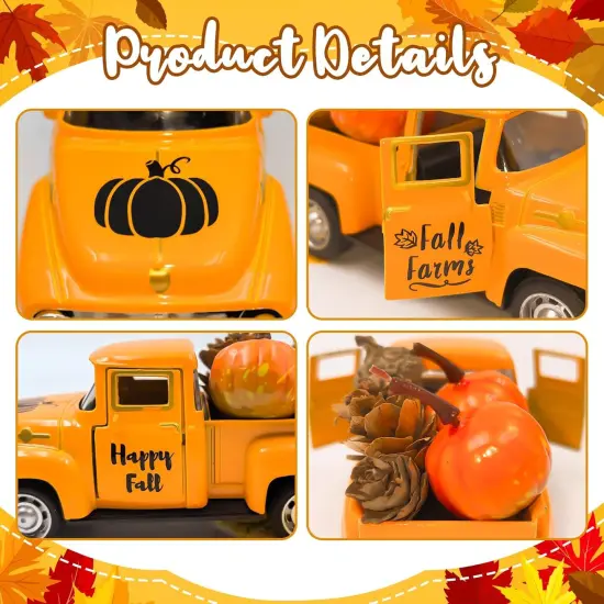 Truck with Mini Fake Pumpkins Fall Decor - Pumpkin Orange {3}