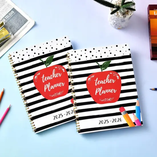 2025-2026 Teacher Planner, Lesson Planner - 	black, red, green, blue {2}