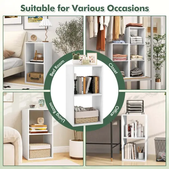 Costway 2/3-Cube Bookcase Open Back Bookshelf with Anti-tip Kit Modern Style Organizer {6}