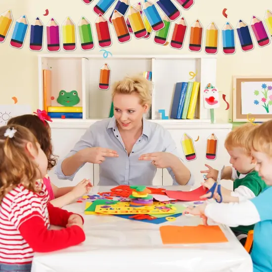 72 PCS Colorful Pencils Cutouts for Classroom Decoration {5}
