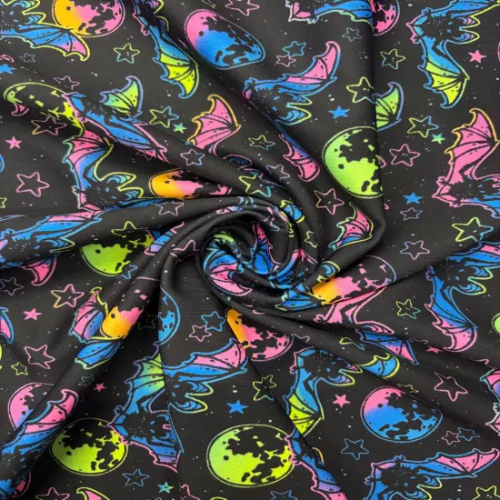 1 Yard Rainbow Bats Blacklight Reactive Spandex Fabric for Swimwear, Dancewear, Leggings, and Costumes 58/60 Inches Wide {2}