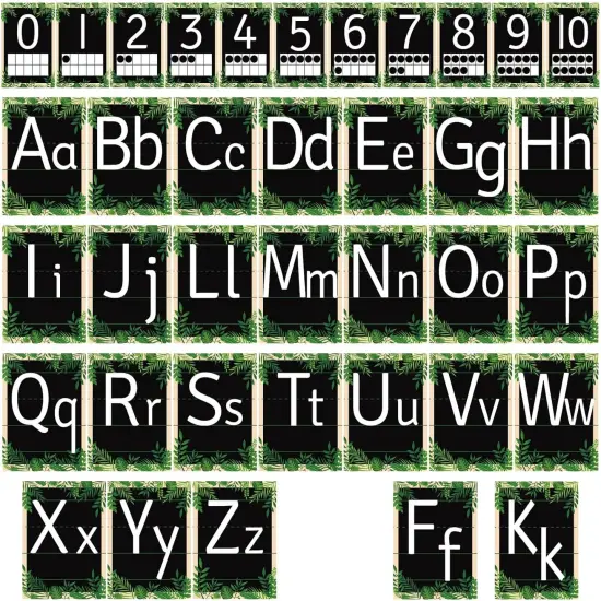37 Pcs Boho Bulletin Board Letters ABC Alphabet 0-10 Number Cards (Greenery) {1}