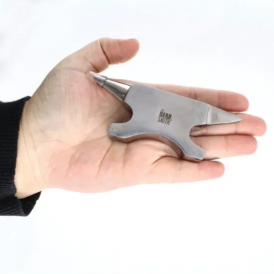 The Beadsmith Dual-Ended Horn Anvil &ndash; Mini Size 2.5 x 1 x 1.5 inches &ndash; 118mm Tip to Tip &ndash; 13.11oz/0.82lbs &ndash; Made of Solid Stainless Steel &ndash; Flat Horn and Rounded Horn &ndash; Use for Hardening Wire Designs {3}