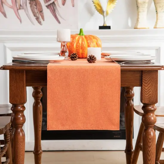 Table Runner 13 x 72 Inches Long, Cotton Linen Farmhouse style - (Fall-Orange, 13&rdquo; x 72&rdquo;) {2}