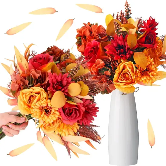 2 Pcs Artificial Fall Flower Bouquets {1}