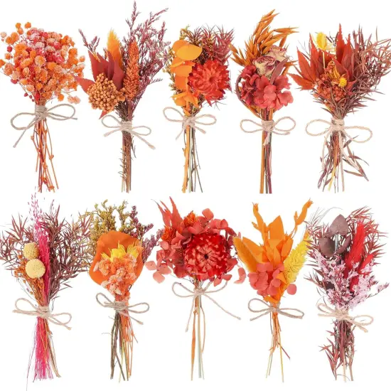 10 Pack Fall Decor Dried Flowers Bouquets {1}