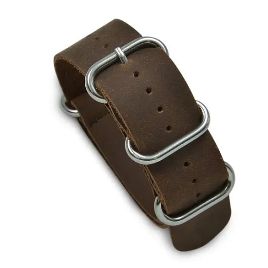 24mm Military MoD Beeswax Leather Watch Strap - Brown {1}