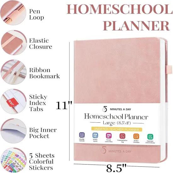 Homeschool Undated Teacher Planner - 8.5 * 11&rdquo; - Rose Gold {2}