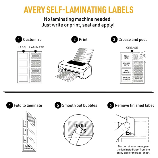Avery Easy Align Self-Laminating ID Labels, Permanent Adhesive, 2-5/16" x 3-5/16", 100 Labels (00756) {4}
