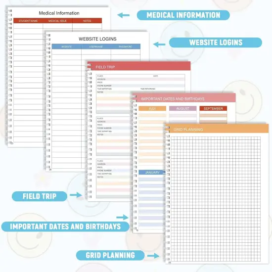 11PCS 2025-2026 Teacher Planner with 10 Pens - 8.5"x11" (Smile Face) {5}