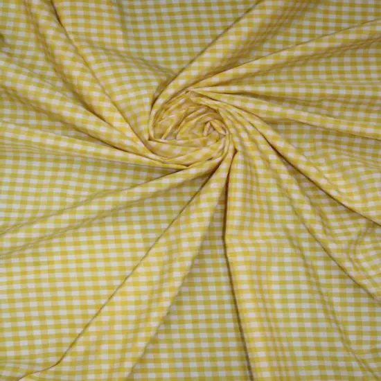 1 Yard Bright Yellow 1/4&Prime; Gingham Checkered Poly Cotton Fabric 58/59 Inch Wide Lightweight Multi-Purpose Fabric {1}