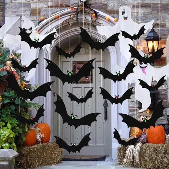 15 Pcs Hanging Bats Halloween Decoration {2}