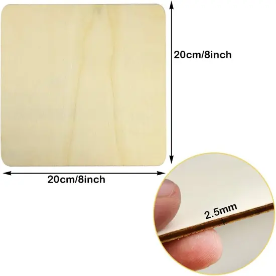 6 Pieces 8 x 8 inch Unfinished Square Blank Wood Pieces Wooden {2}