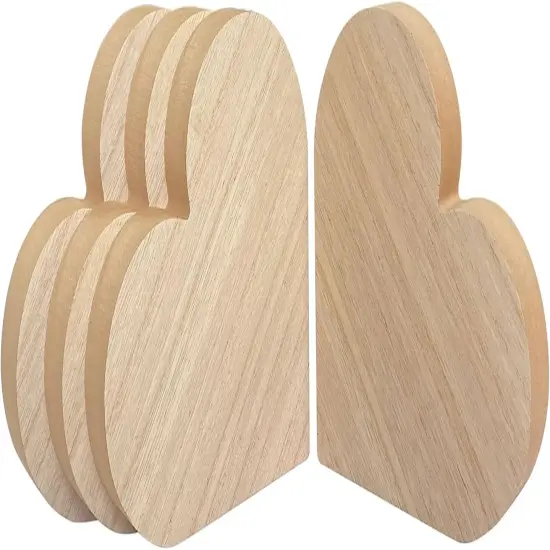 4 Pack 6 Inch Thick Wood Heart Wooden Block Unfinished MDF Wood Heart Signs (6x6x1 in) {1}