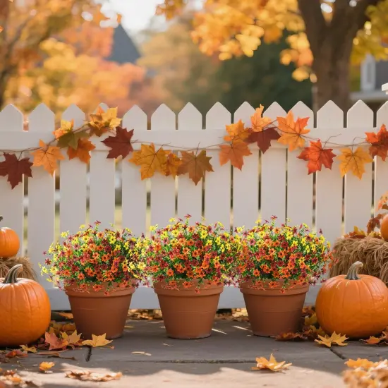 Artificial Mums Flowers Outdoors Autumn Decor {4}
