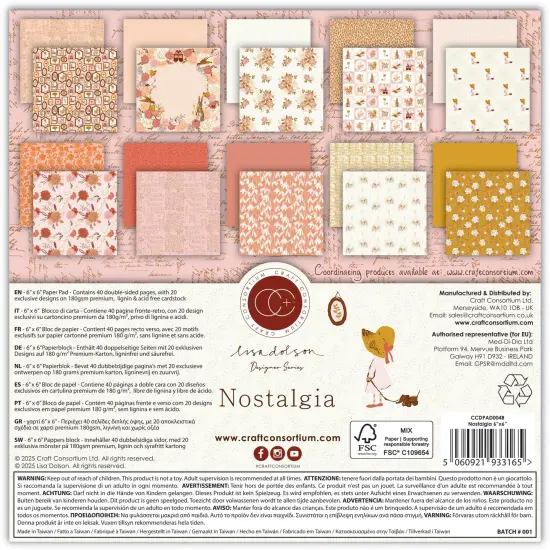 Craft Consortium Double-Sided Paper Pad 6"X6" 40/Pkg-Nostalgia {3}