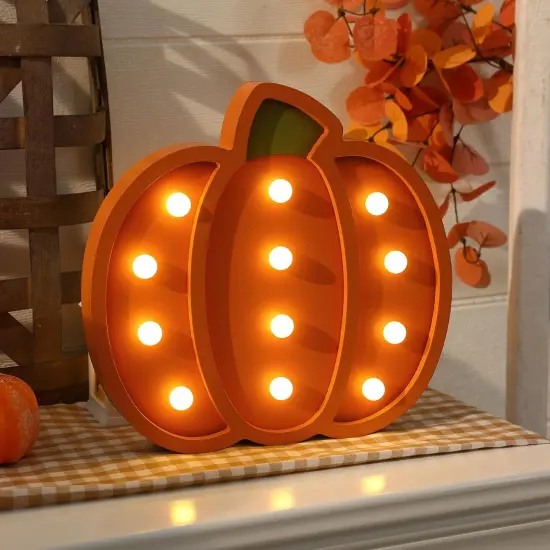 Pumpkins with Light Tabletop Decor {2}