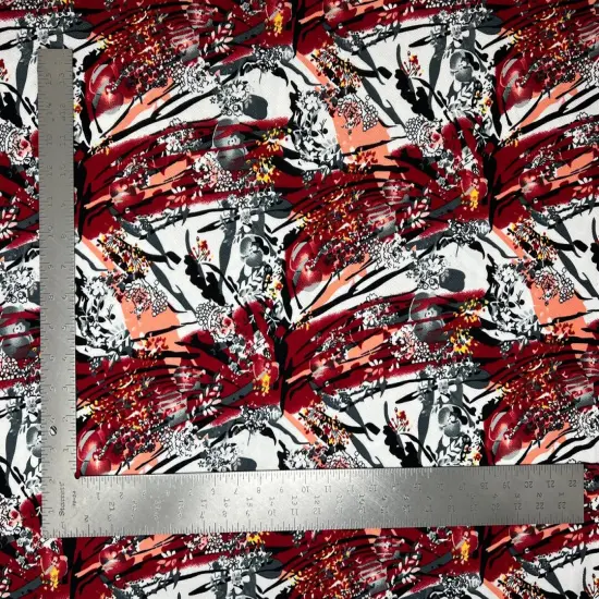 1 Yard Floral Liverpool Fabric Stretch Knit, 58"-60" Wide, Perfect for Clothing Projects Pink {2}