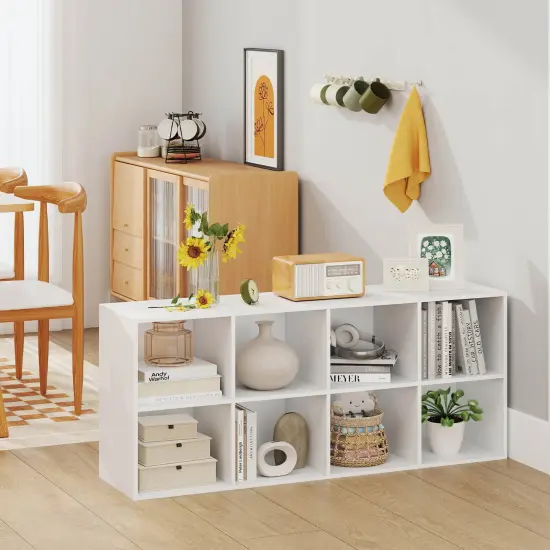 Costway 8-Cube Bookcase Bookshelf with 2 Anti-Tipping Kits Storage Organizer Rustic Brown/White {6}