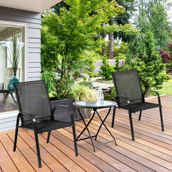 Costway 4PCS Patio Chairs Garden Deck Yard with Armrest Brown/Beige/Gray {3}