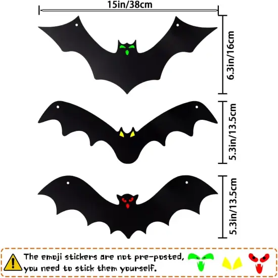 Halloween Hanging Bats 12 Pieces 3D Realistic Scary Large (3 Style) {2}