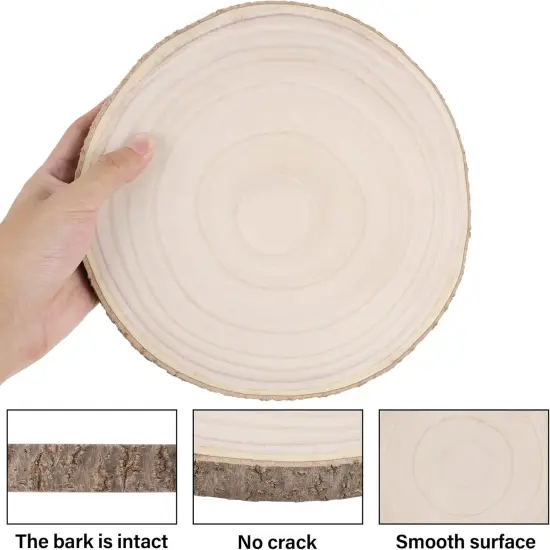 4 Pcs Large Natural Wood Slices, 10-11.5 Inches Unfinished Wood {3}