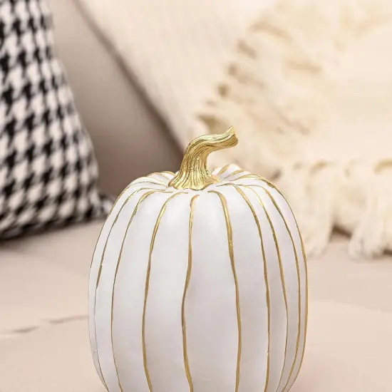 2 PCS Resin Thanksgiving Fake Pumpkin Figurines {5}