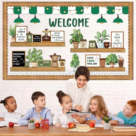 Welcome Bulletin Board Coffee Greenery Bulletin Board Set {4}