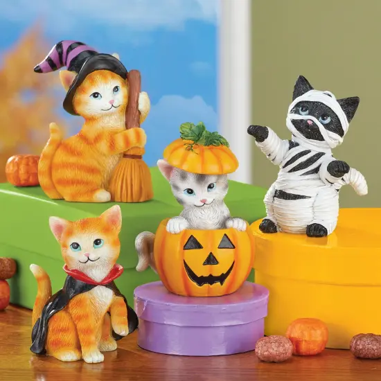 Collections Etc Adorable 4-Piece Halloween Cats Sitters Set {1}