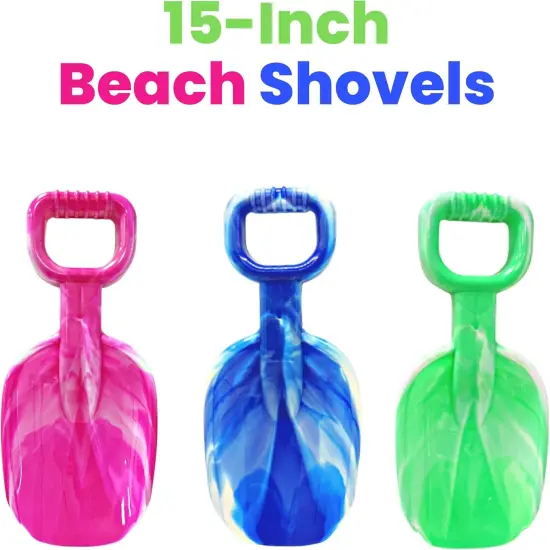 4E's Novelty 3 Pcs Beach Shovel Large 15 Inch Sand Shovel for Kids Heavy Duty Plastic - Great for Beach Toys for Kids 3-10, Sand Toys for Toddlers, Outdoor Summer Sandbox Toys {4}