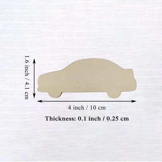 20pcs Wooden Car Shaped Cutouts DIY Crafts Car Unfinished Wood {2}