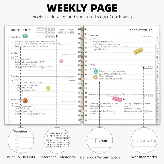 2025 2026 Weekly and Monthly Planner - Spiral Bound A4 - Polka Dots {3}