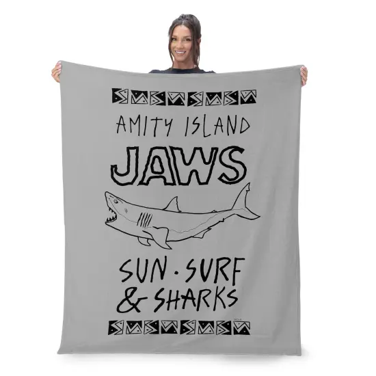 Universal Jaws Silk Touch Sherpa Throw Blanket Amity Island {2}