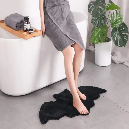 Halloween Bats Bathroom Rug Black Gothic Goth {3}