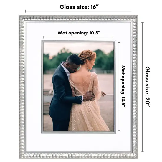 Americanflat 16x20 Picture Frame with Decorative Inner Mat Accent - Use as 11x14 photo frame with the Mat or as 16x20 frame without the Mat - Statement Frame with Polished Plexiglass {2}