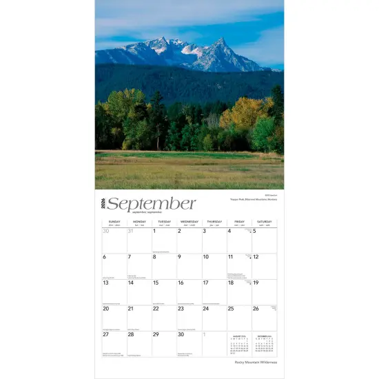 Rocky Mountain Wilderness | 2026 12 x 24 Inch (Hanging) Monthly Square Wall Calendar | Plastic-Free {4}