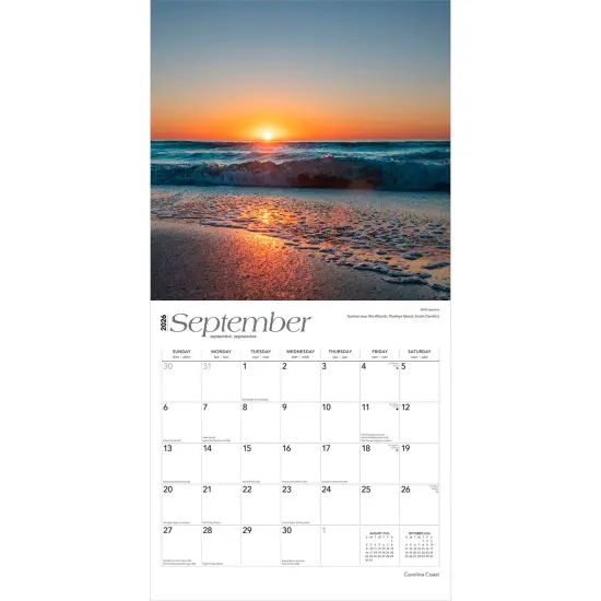 Carolina Coast | 2026 12 x 24 Inch (Hanging) Monthly Square Wall Calendar | Plastic-Free {4}