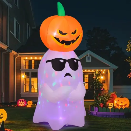 Halloween Inflatables Ghost with Pumpkin Outdoor Decorations Blow Up {4}