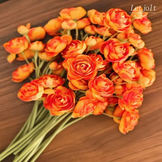 18 Pcs Artificial Ranunculus Flower - Orange {3}