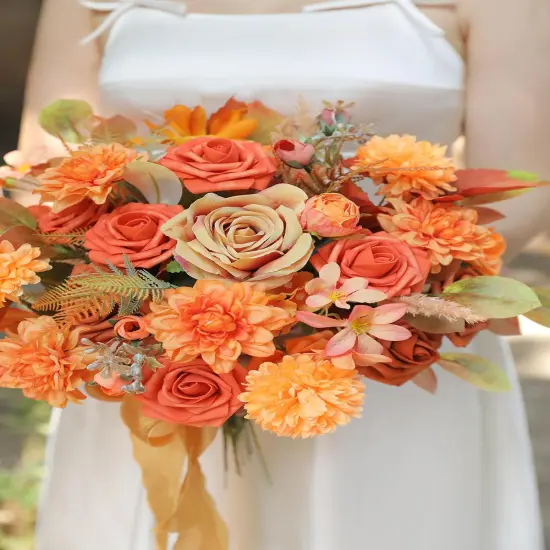 Fall Orange Artificial Flowers {3}
