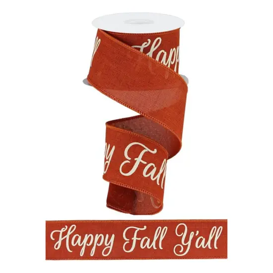 2.5" Happy Fall Yall Ribbon: Rust (10 Yards) {4}