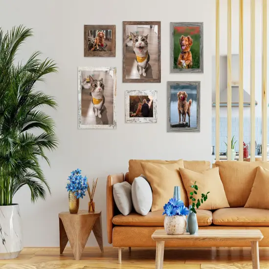 Califortree Rustic Brown 11x14 Picture Frame - Display Photos 8x10 with Mat or 11x14 Without Mat - Real Glass Inside - Set of 2 {3}