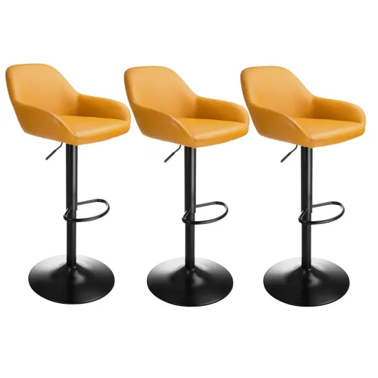 Set of 1/2/3/4 Mid-Century Modern Leatherette Gaslift Adjustable Swivel Bar Stools {1}