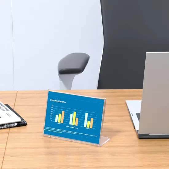 Slanted Back Acrylic Sign Holder 6 x 4 Inches, Clear Plastic Sign Holder Paper Display Table Stand for Office, Store, Restaurant -Horizontal (6 Pack) {5}
